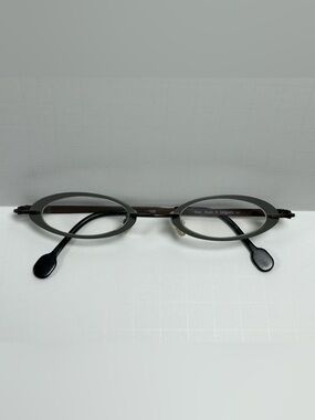 Rare Vintage Theo Belgium THUM 108 Gray Brown Black Micro Oval Eyeglass FRAMES
